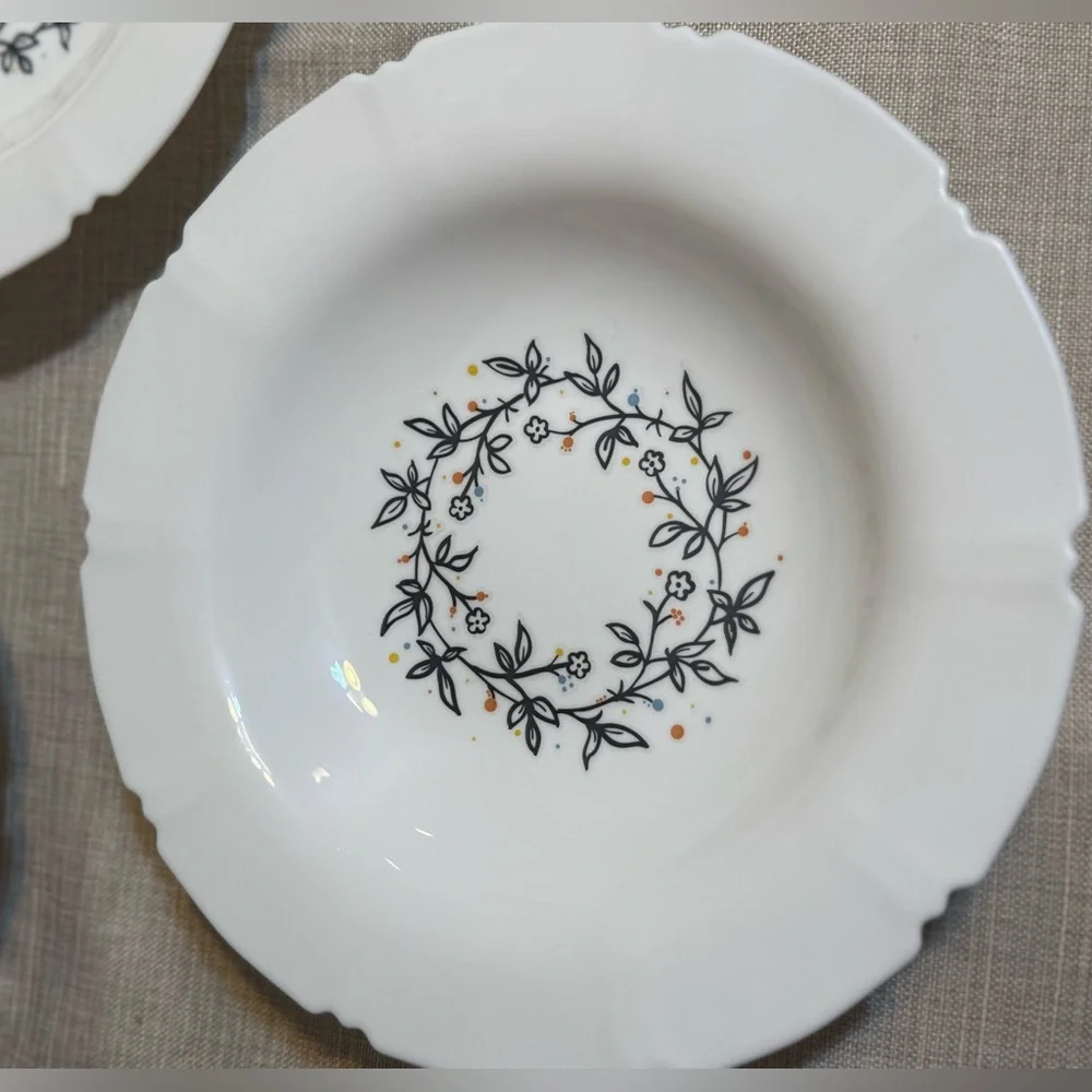 5- Ikea Sanning White Pasta/Soup Bowl With Flowers